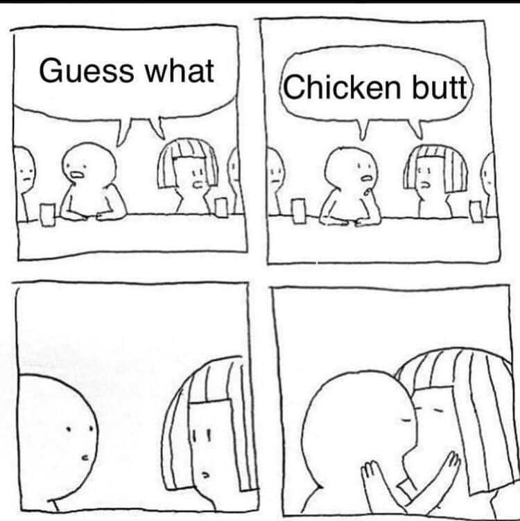 a cartoon of a comic strip with a picture of a chicken butt