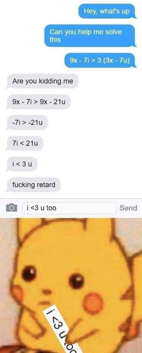 a close up of a text message with a pikachu on it