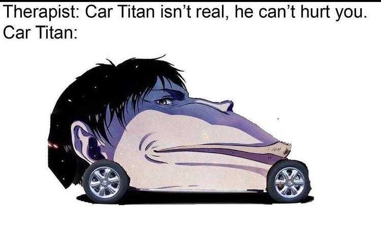 image of a cartoon car with a man ' s face on the front