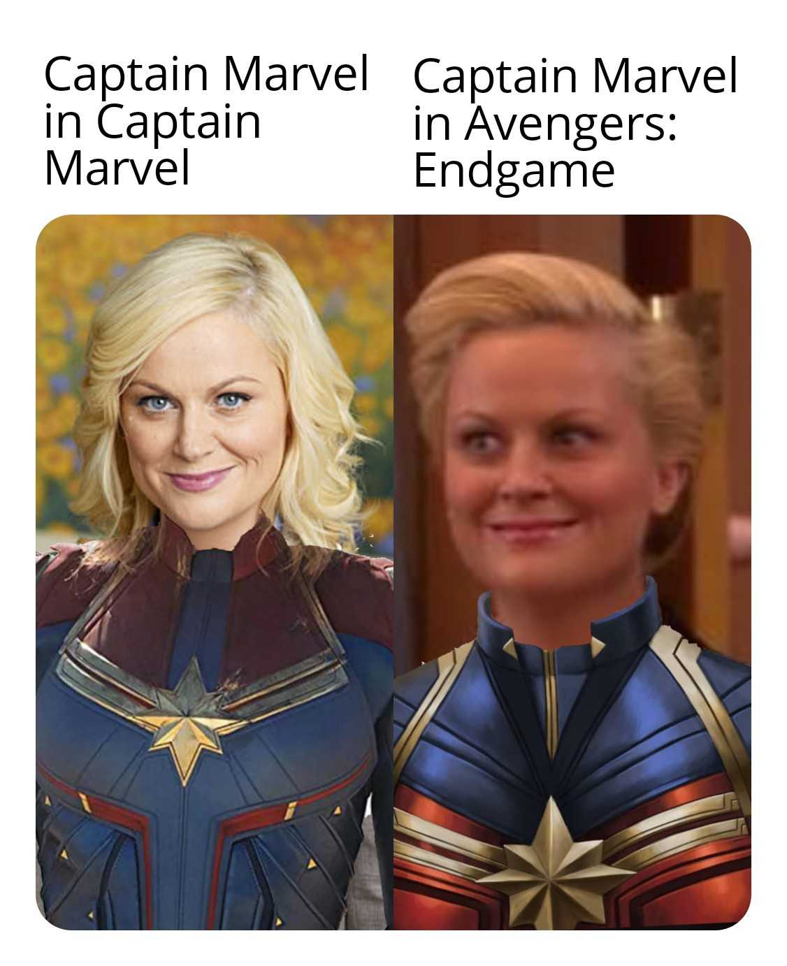 a close up of a person wearing a captain marvel costume