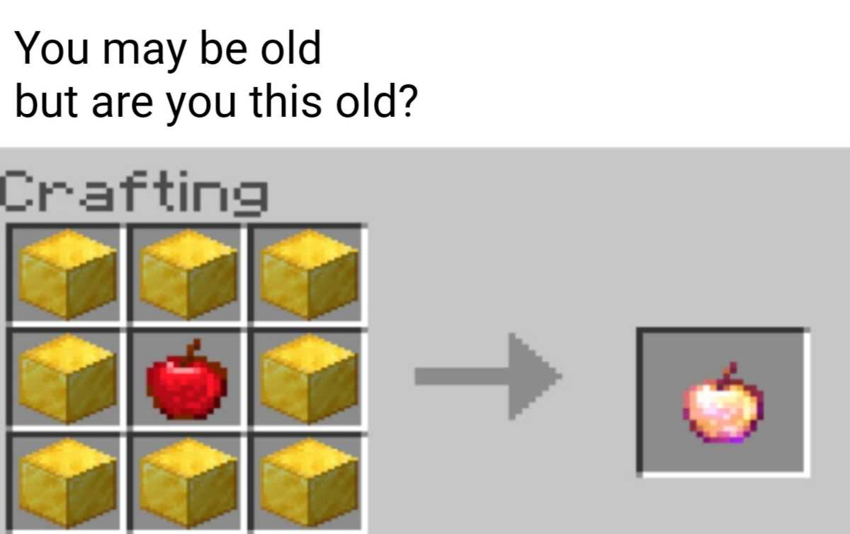 a picture taken from a minecraft video showing a red apple and a box of yellow cubes