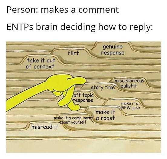 someone makes a comment on the ent brain deciding how to reply