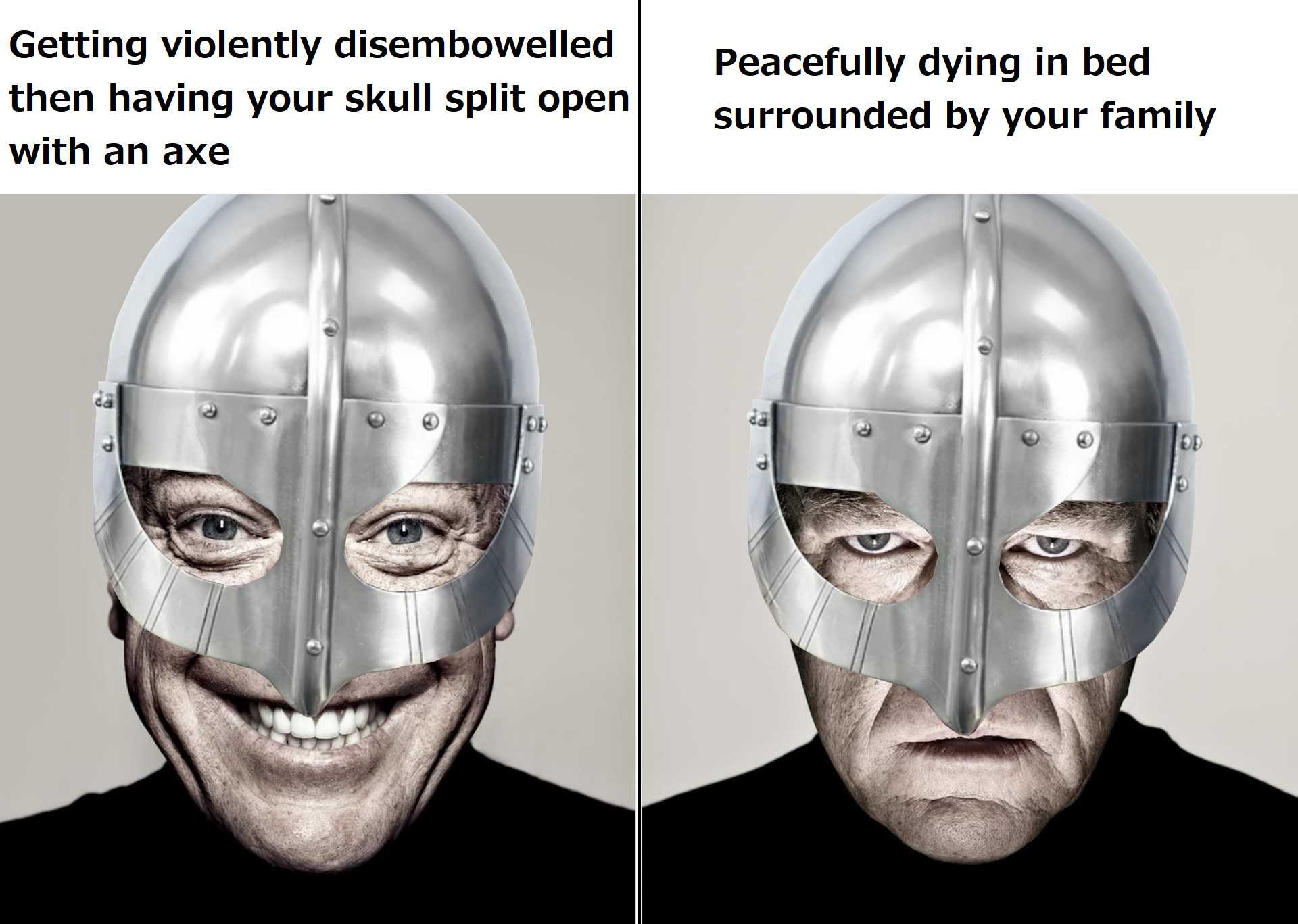 there are two pictures of a man wearing a helmet with a smile