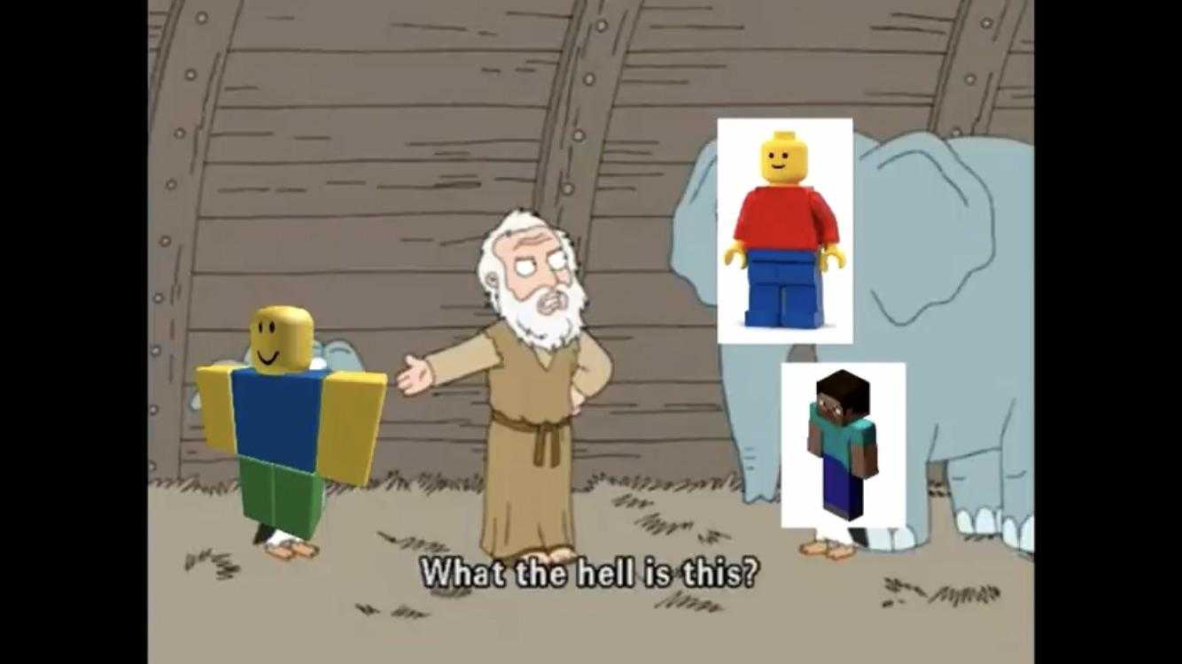 a cartoon of a man in a monk outfit and a lego man