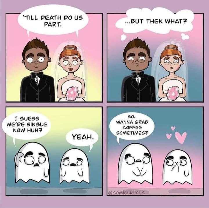 a cartoon of a couple of people that are in a wedding party