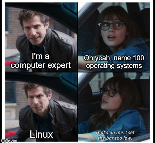 image of a man and woman in a car with text that reads, i ' m a computer expert operating systems