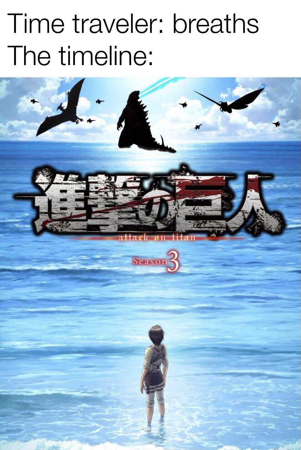 a poster of a man standing in the ocean with a bird flying above him