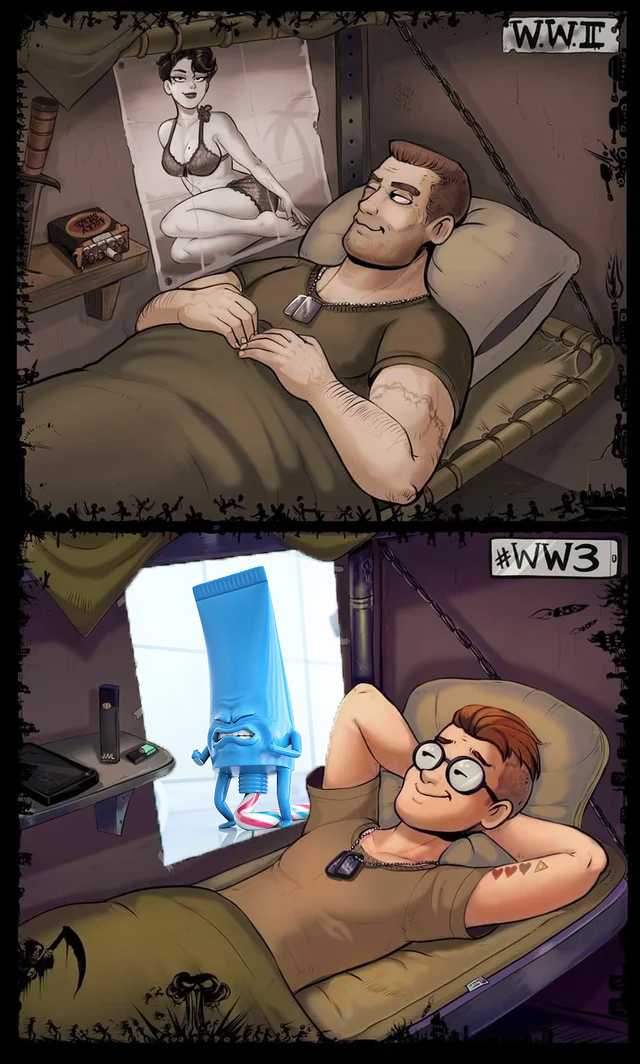 cartoon of a man laying in bed with a remote control