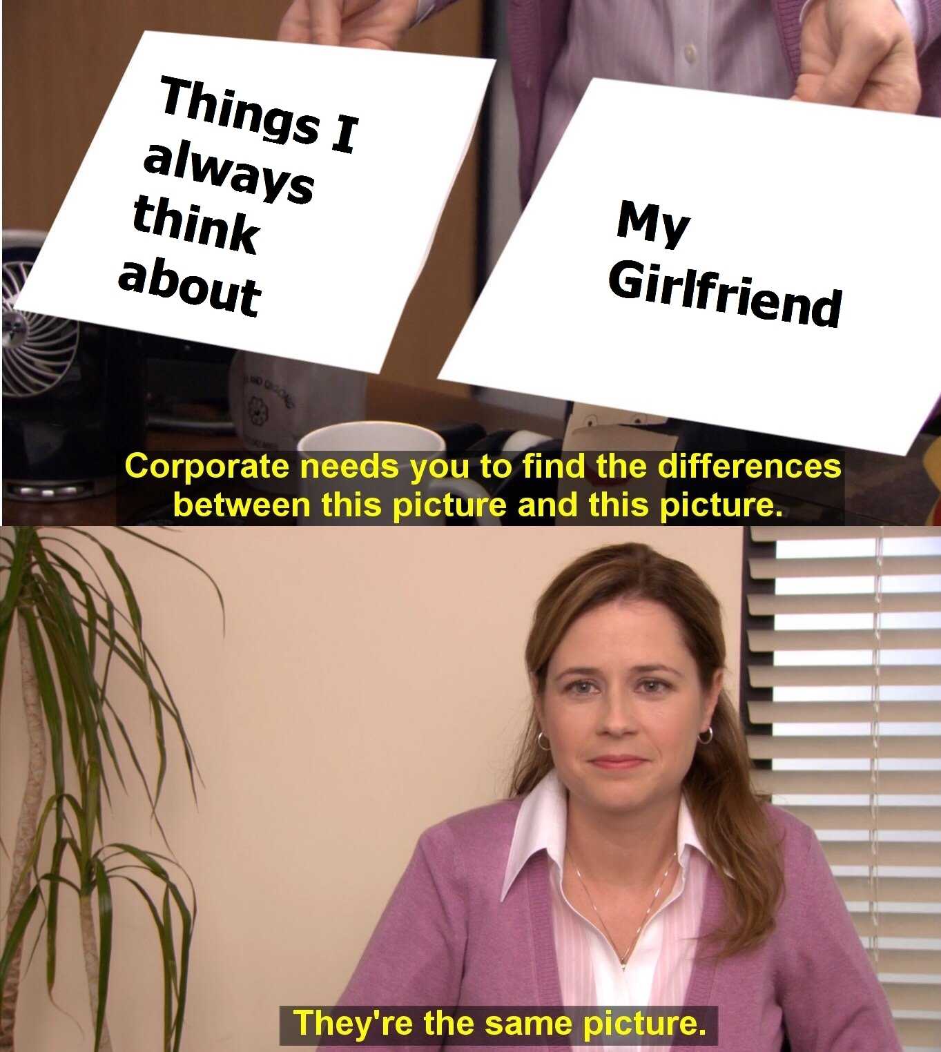 there are two pictures of a woman holding up signs