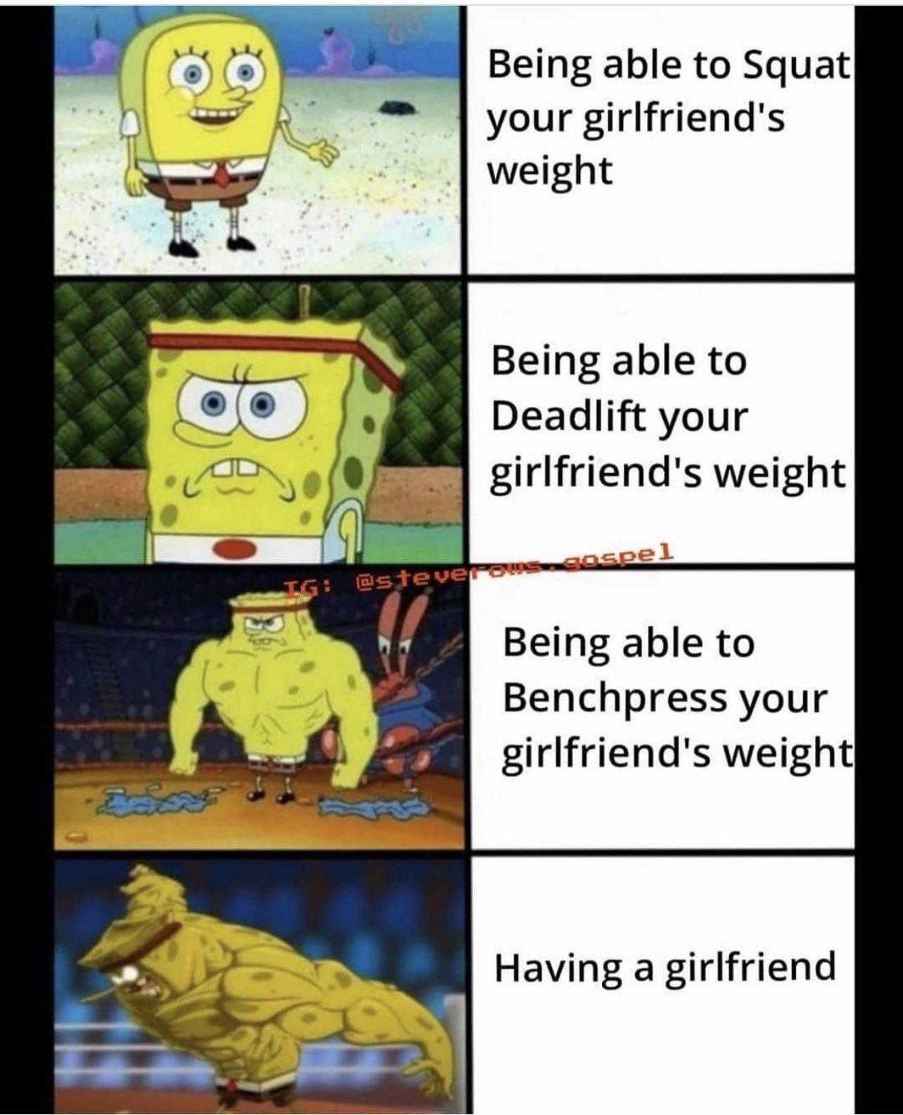 a cartoon picture of spongebob doing different things to get a girlfriend