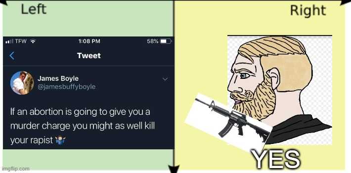 a cartoon of a man with a gun and a tweet