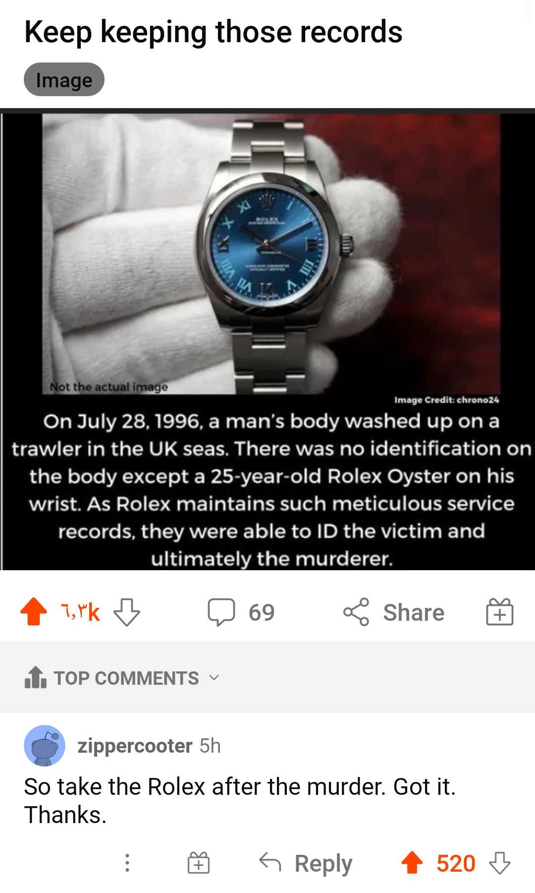 someone posted a fake picture of a watch on their phone