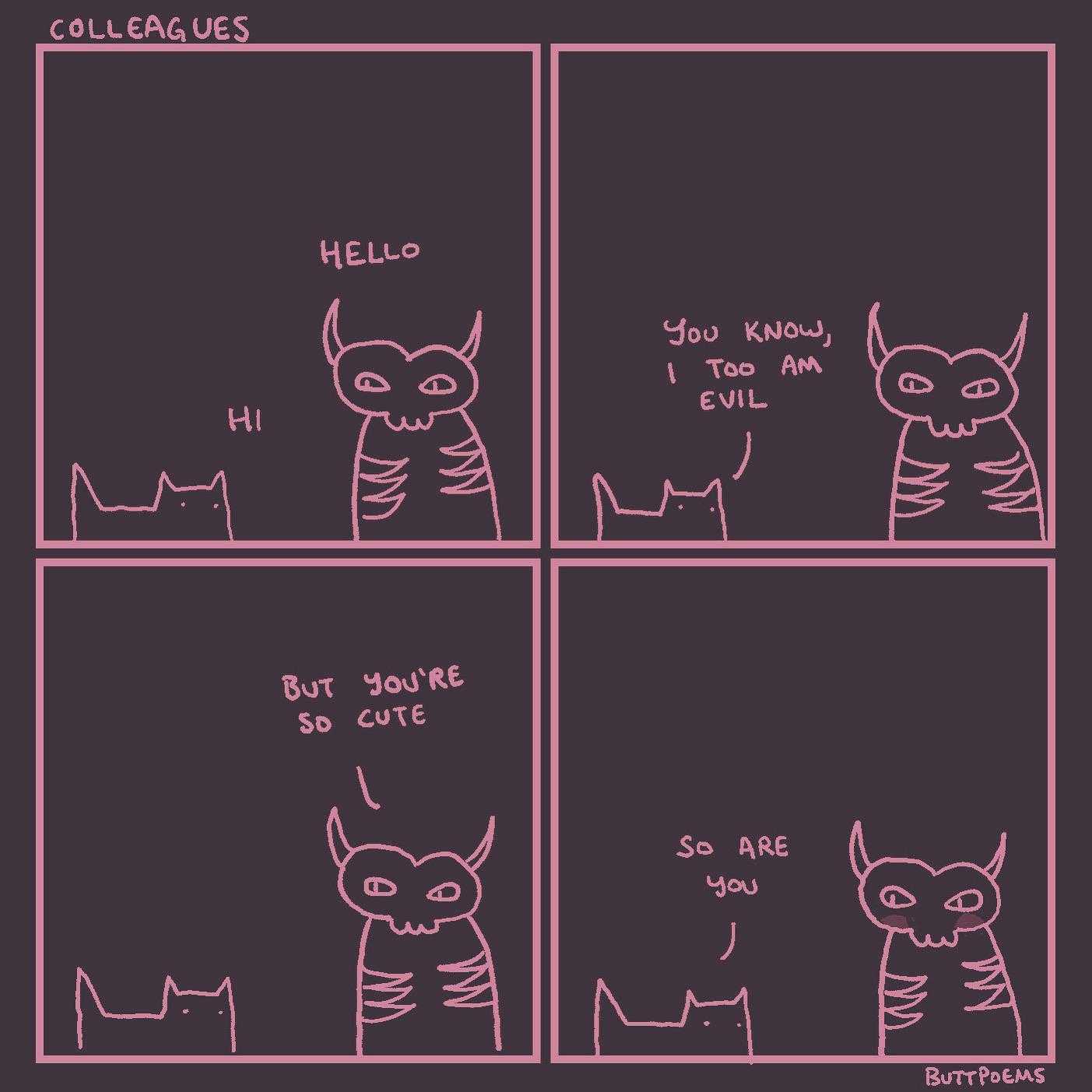 a cartoon of a comic strip with a cat and a cat with horns