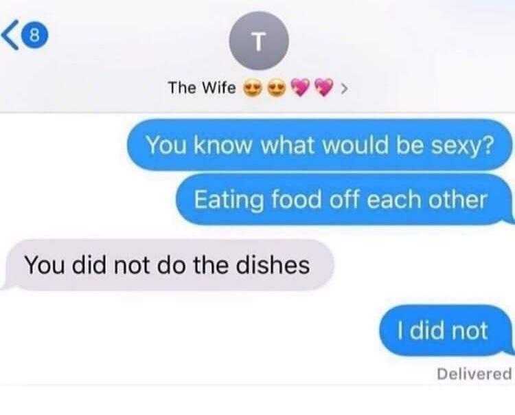 a close up of a text message from a woman about eating food