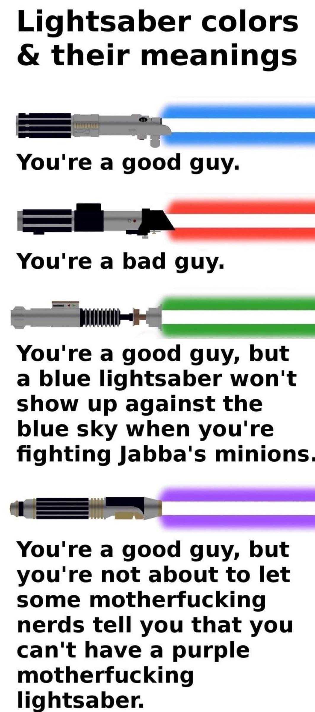 a poster with a light saber and some words on it