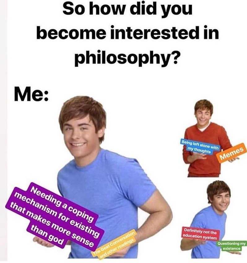 image of a man holding a sign with a caption of a philosophy