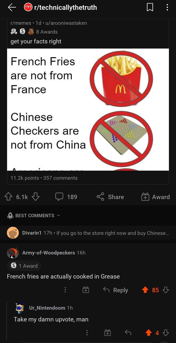 a screenshot of a twee with a picture of a french fries and a french fries from france