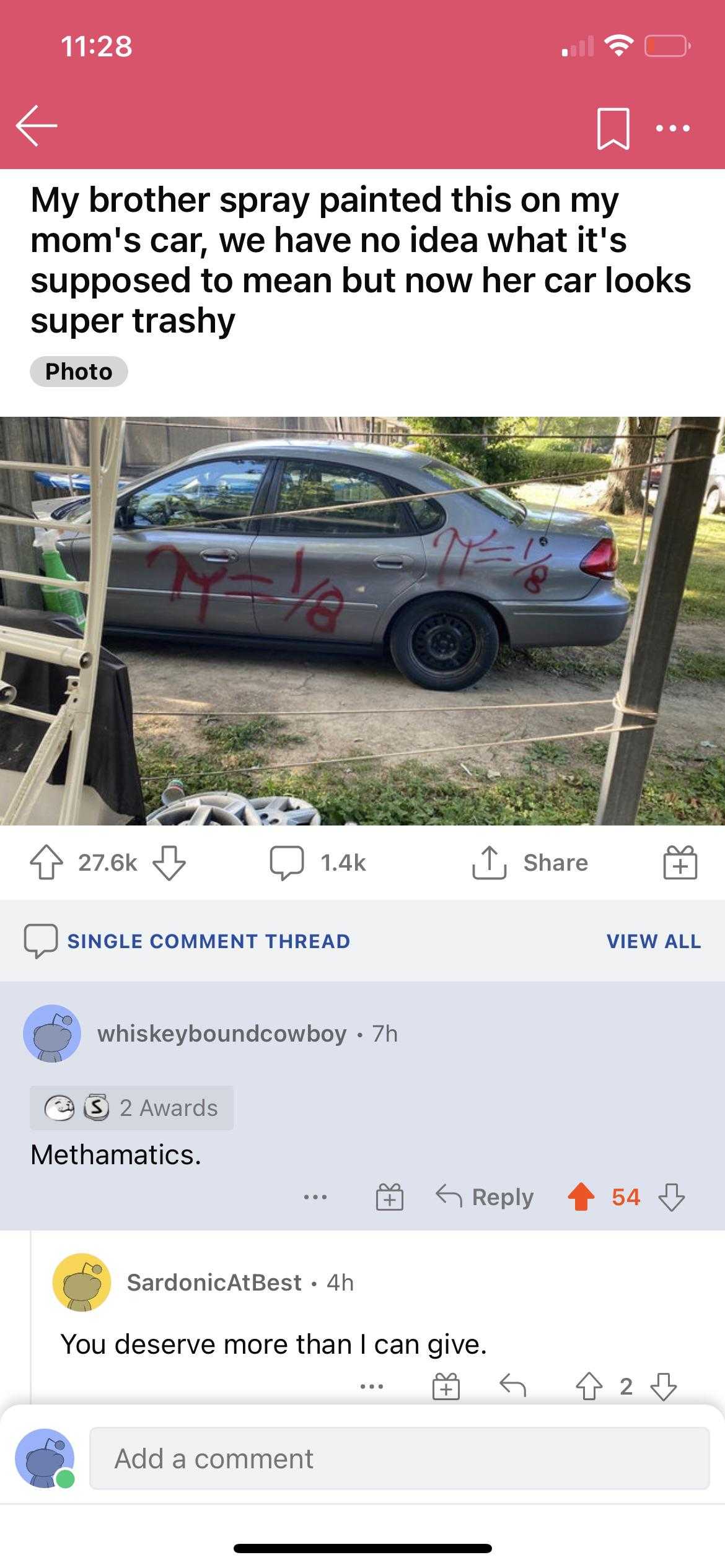 someone posted a picture of a car with graffiti on it