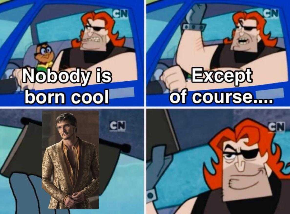 a cartoon picture of a man in a car with a caption saying nobody is born cool