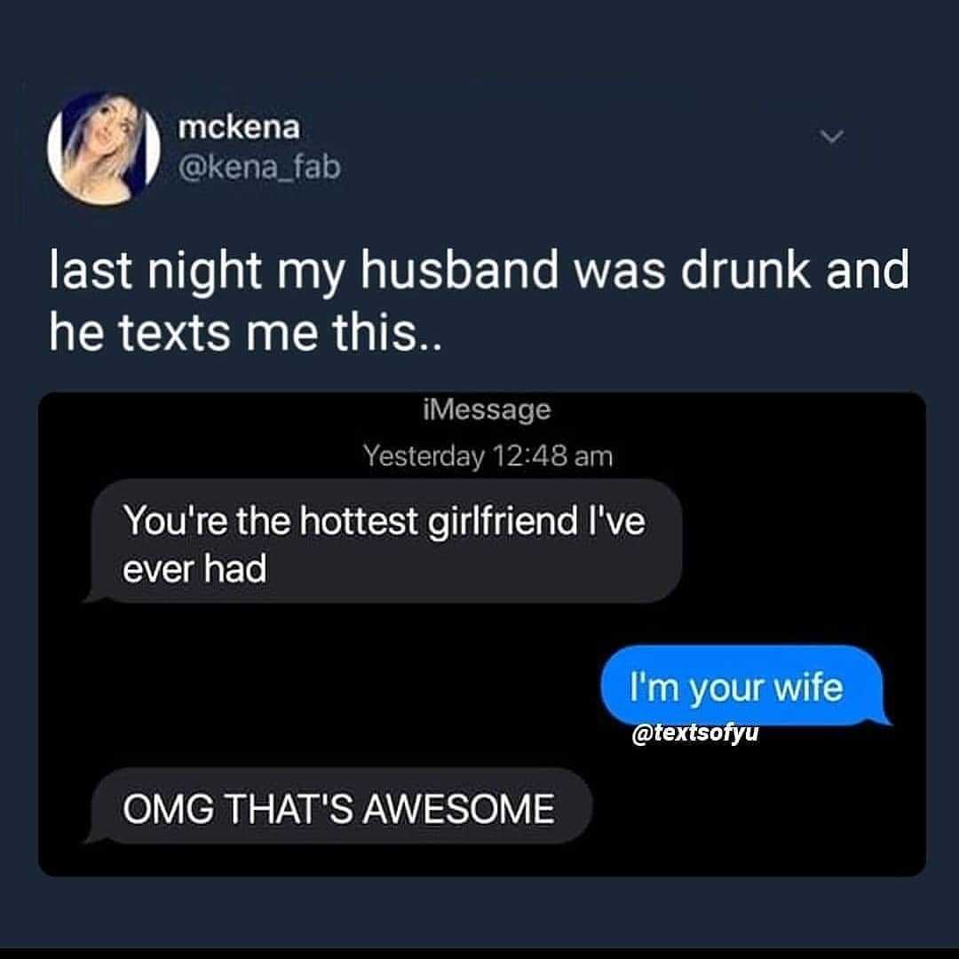 a texts message from a woman who is about to get a text from her husband