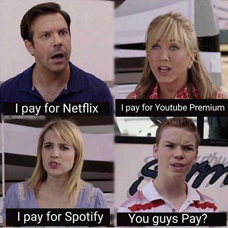 image of a series of pictures with a man and woman saying pay for netflix