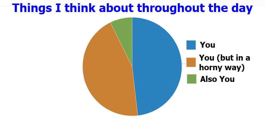 a pie chart with a pie chart of things i think about throughout the day