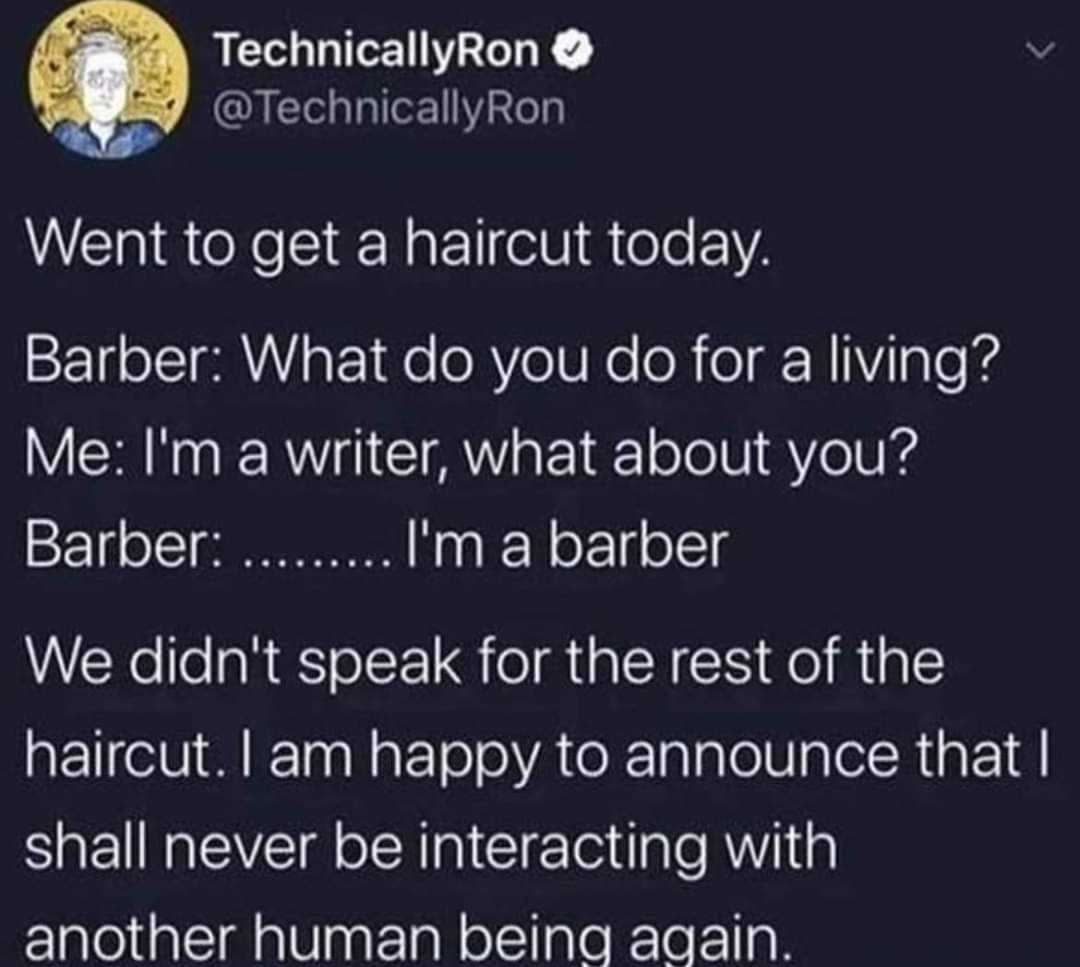 a screenshot of a tweet with a text that reads, i want to get a haircut today