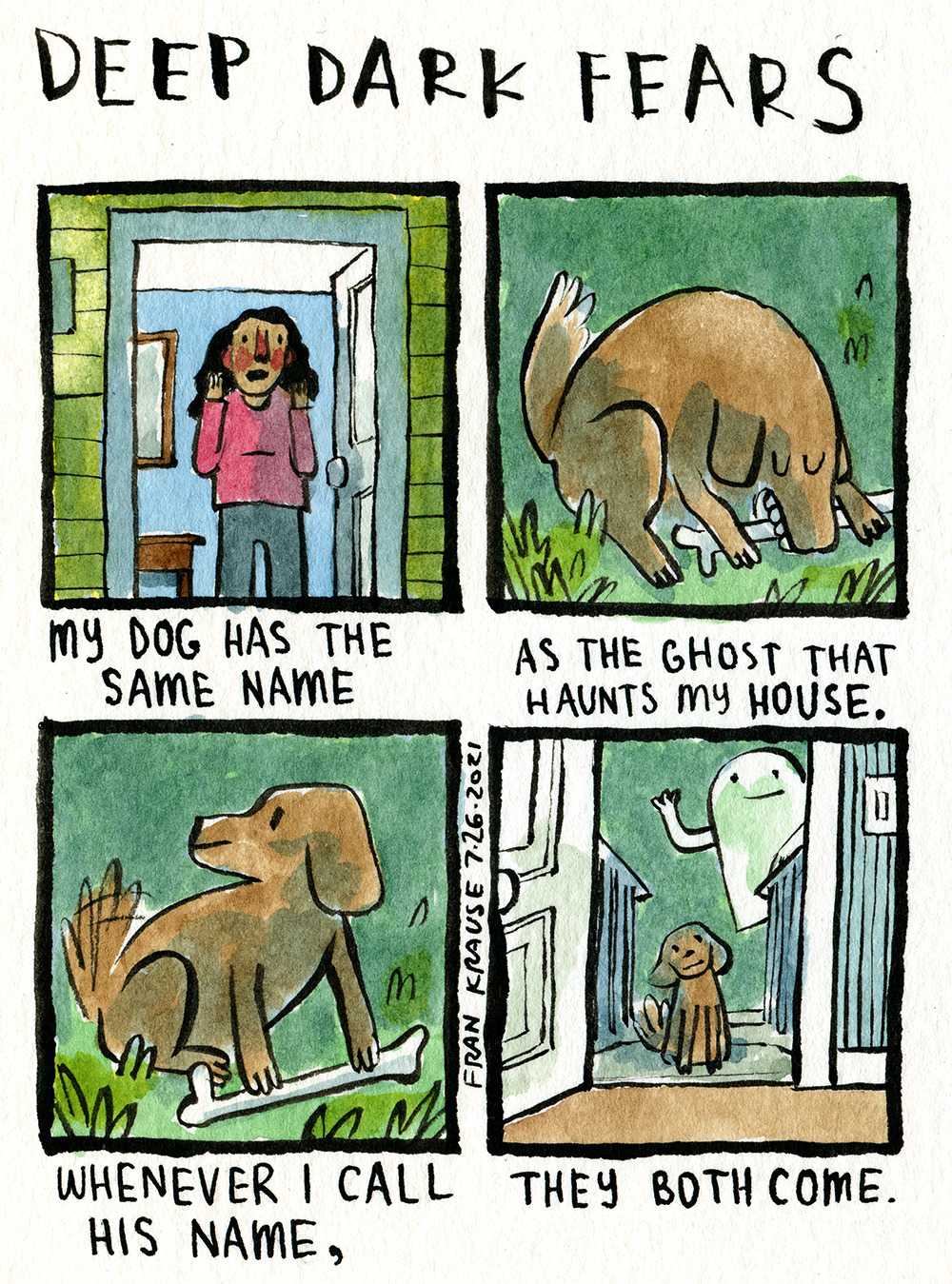 cartoon of a dog and a girl in a house with a dog