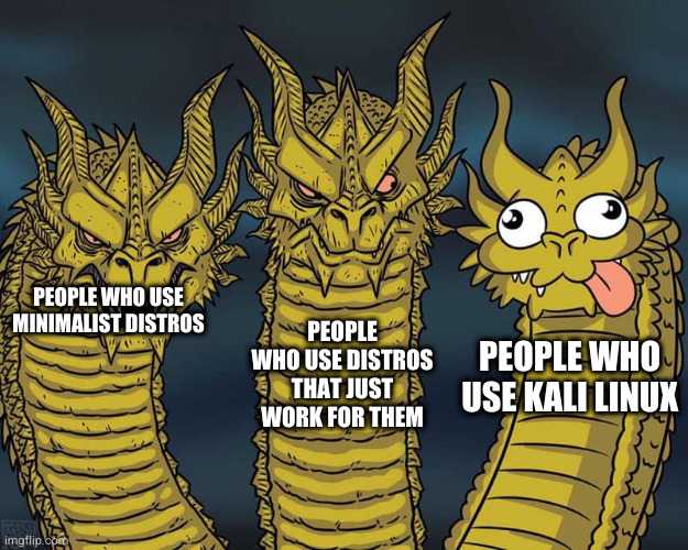 three yellow dragon like heads with a caption of people who use distors to use kaliux