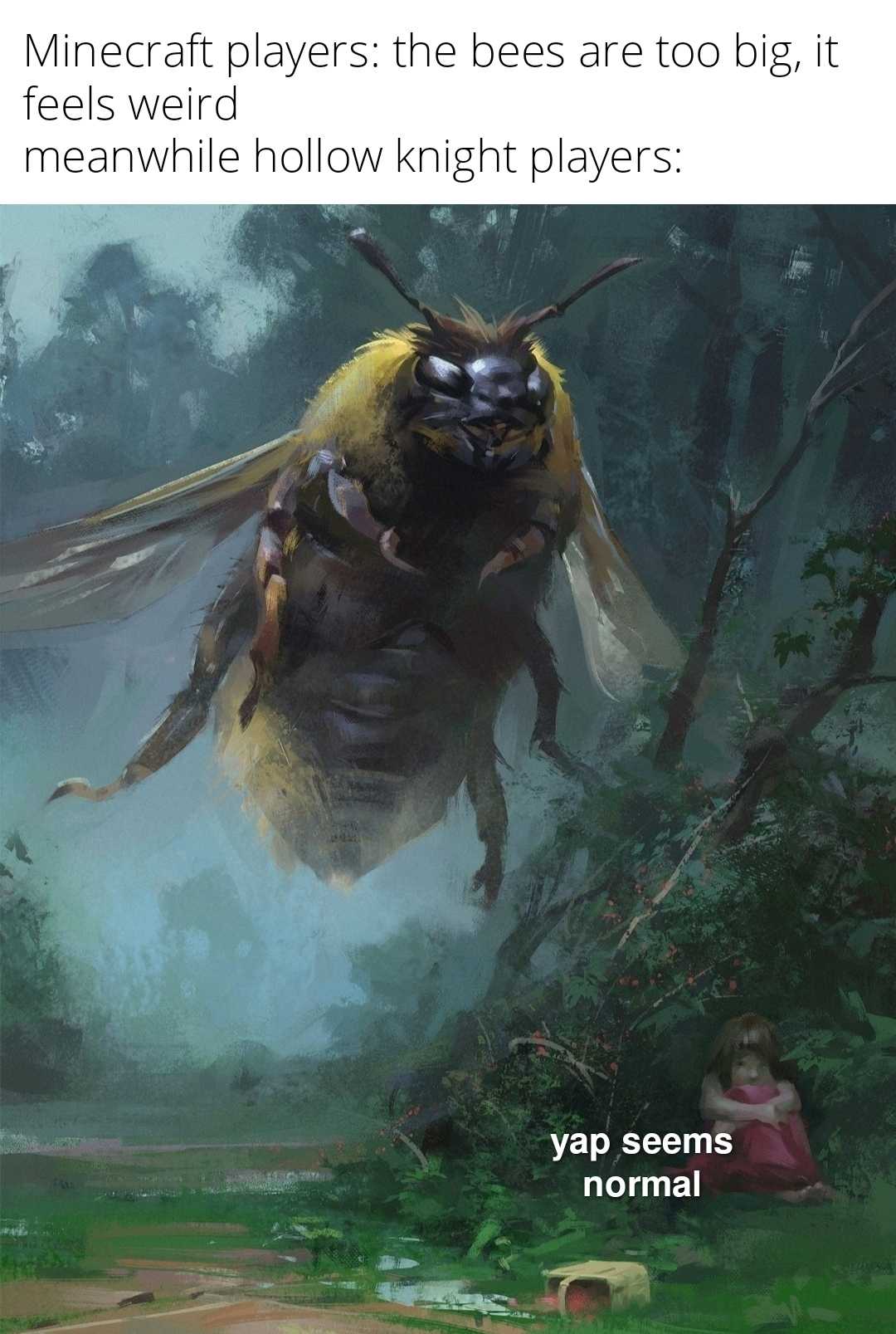 there is a picture of a bee flying over a field