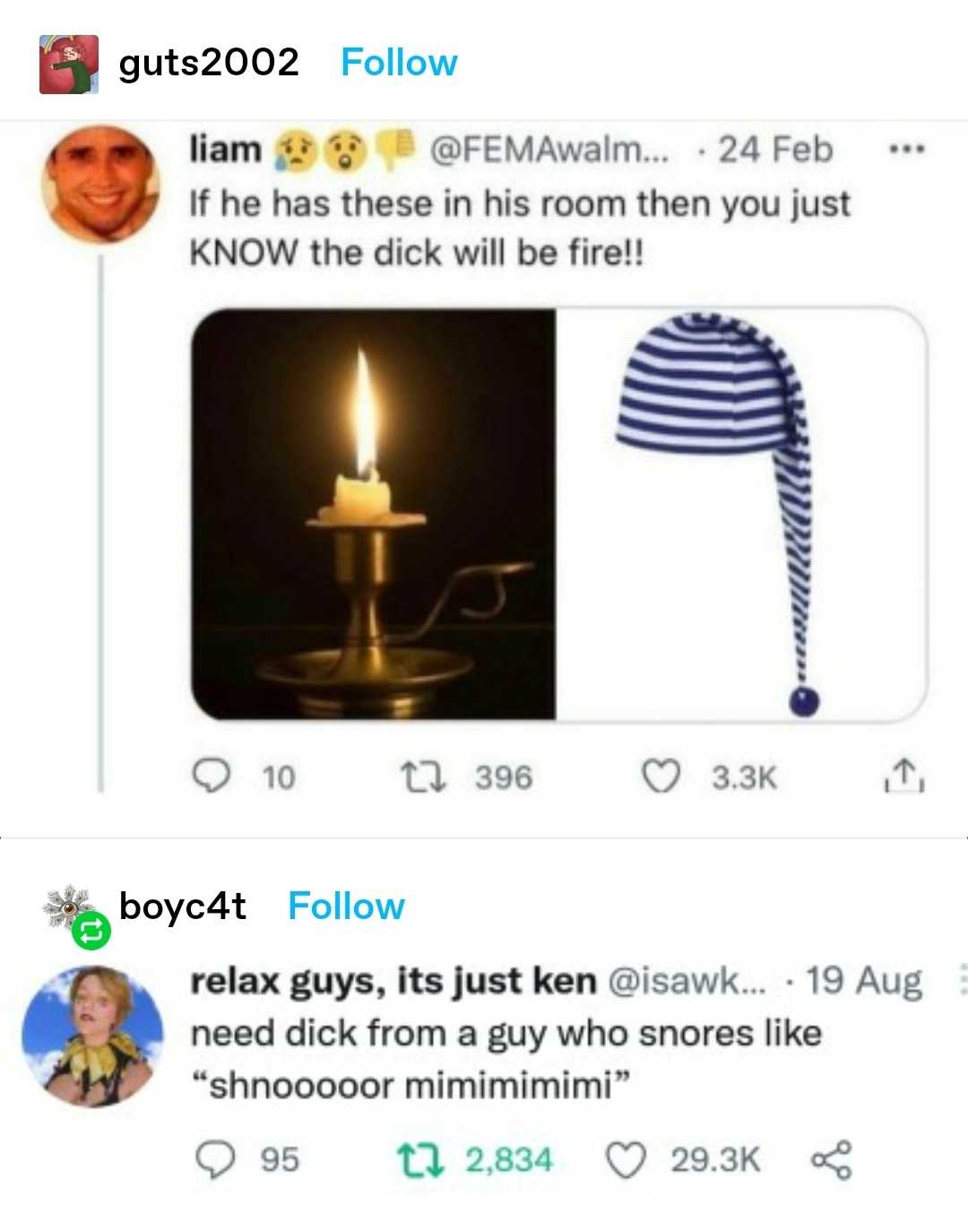 a close up of a person on a twitter account with a candle