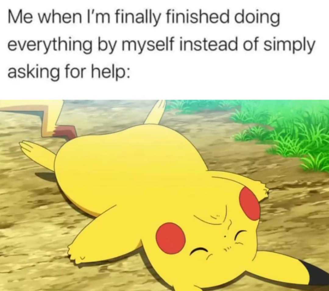 a cartoon pikachu laying on the ground with a sign in the background