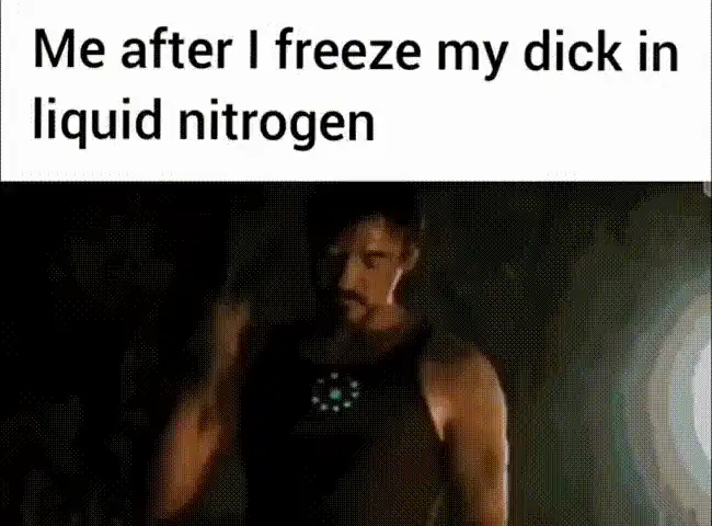 araffe me after freeze my dick in liquid nitrogen