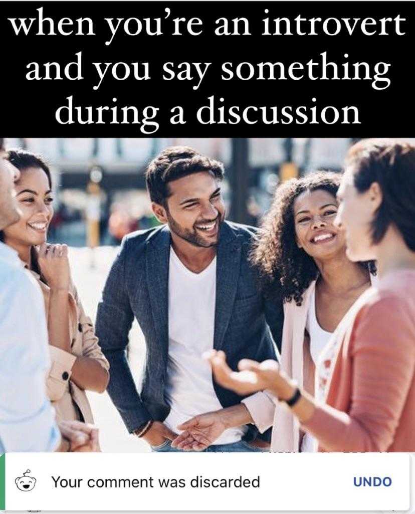 a group of people standing around each other with a caption on the bottom