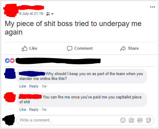 a screenshot of a facebook post with a caption of a man ' s tweeing