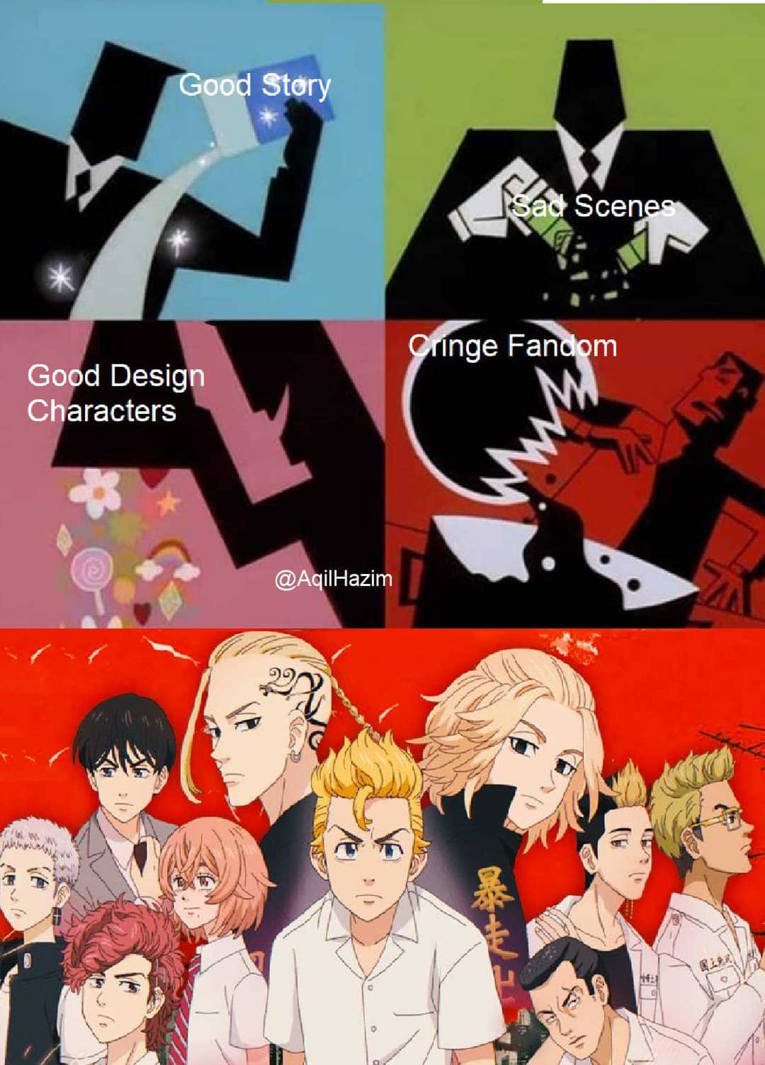 anime characters are shown in a series of different colors