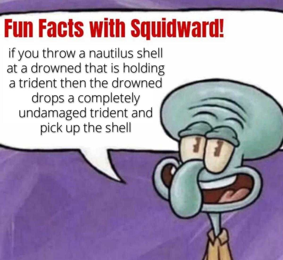 cartoon of a squid with a speech bubble saying fun facts with squidward