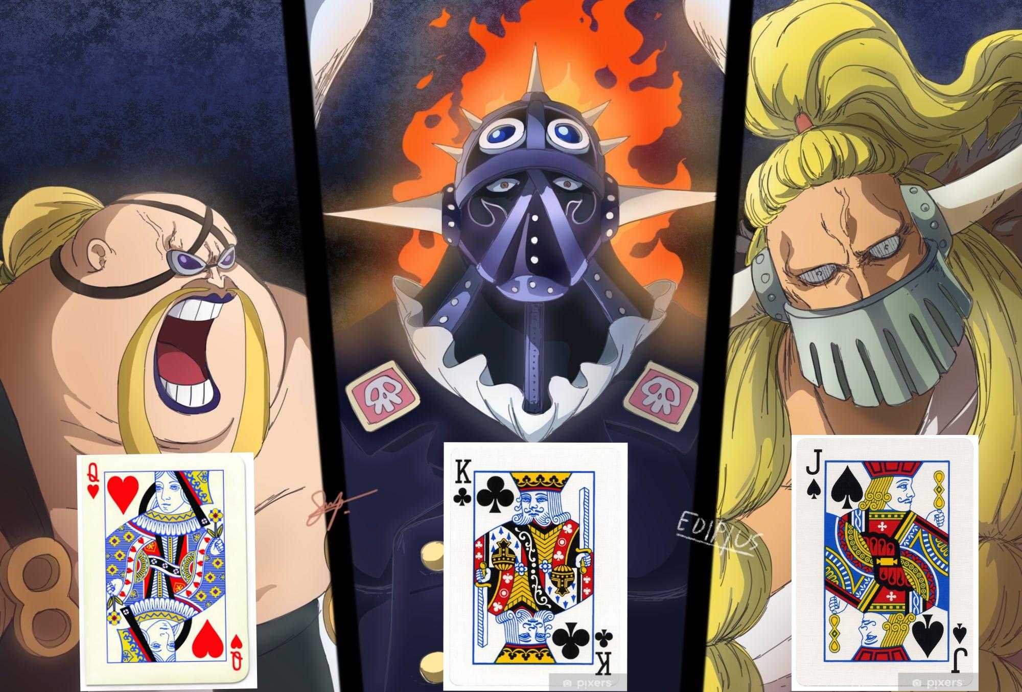 three images of a cartoon character with a card in their hand