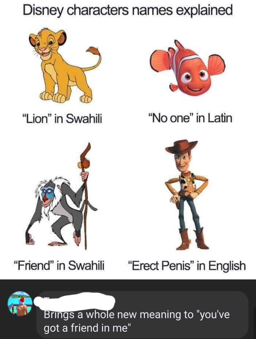 a cartoon picture of a group of characters with caption in english