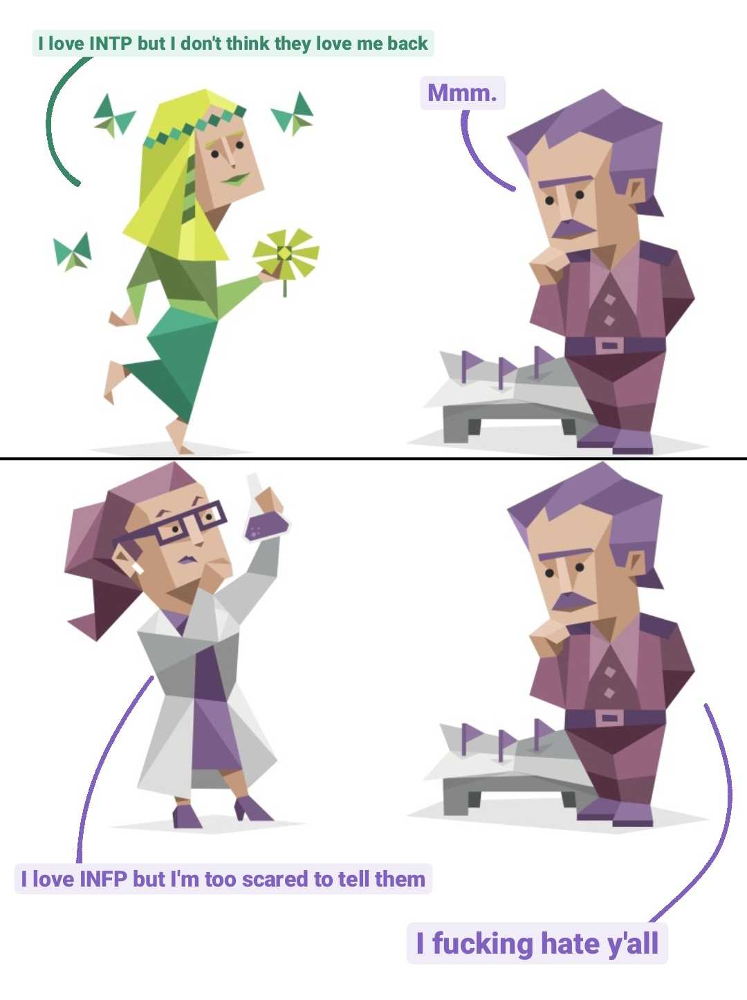 cartoon of a man and woman in different poses with a texting message