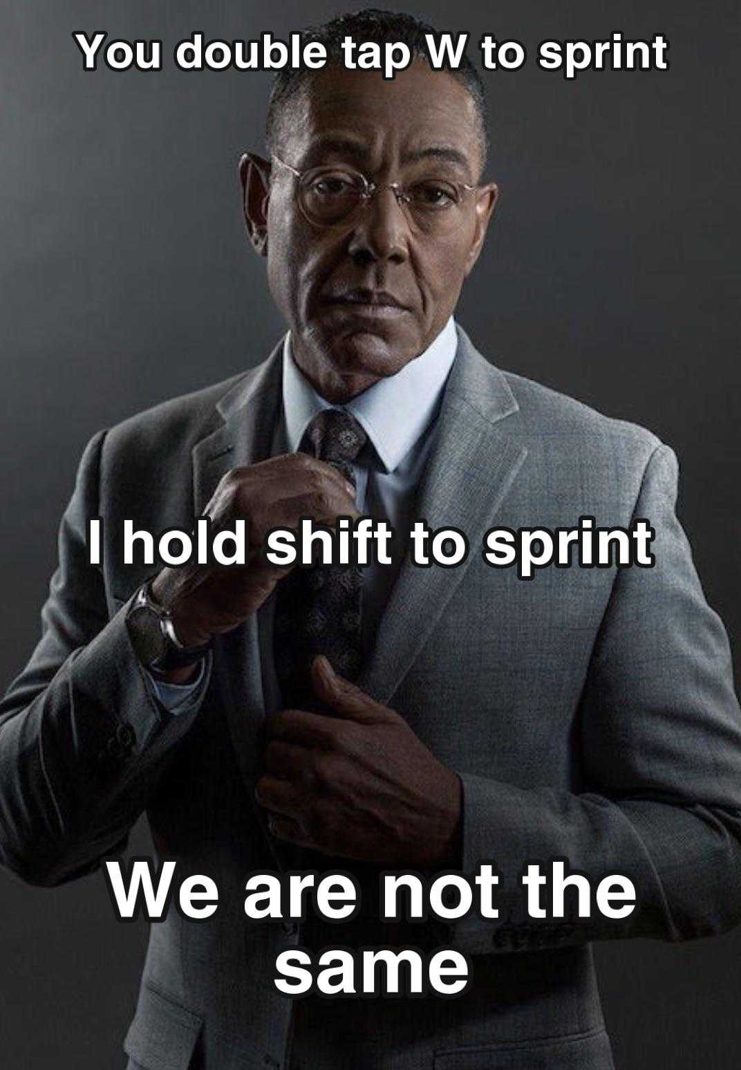 there is a man in a suit and tie that says you double tap to spirit