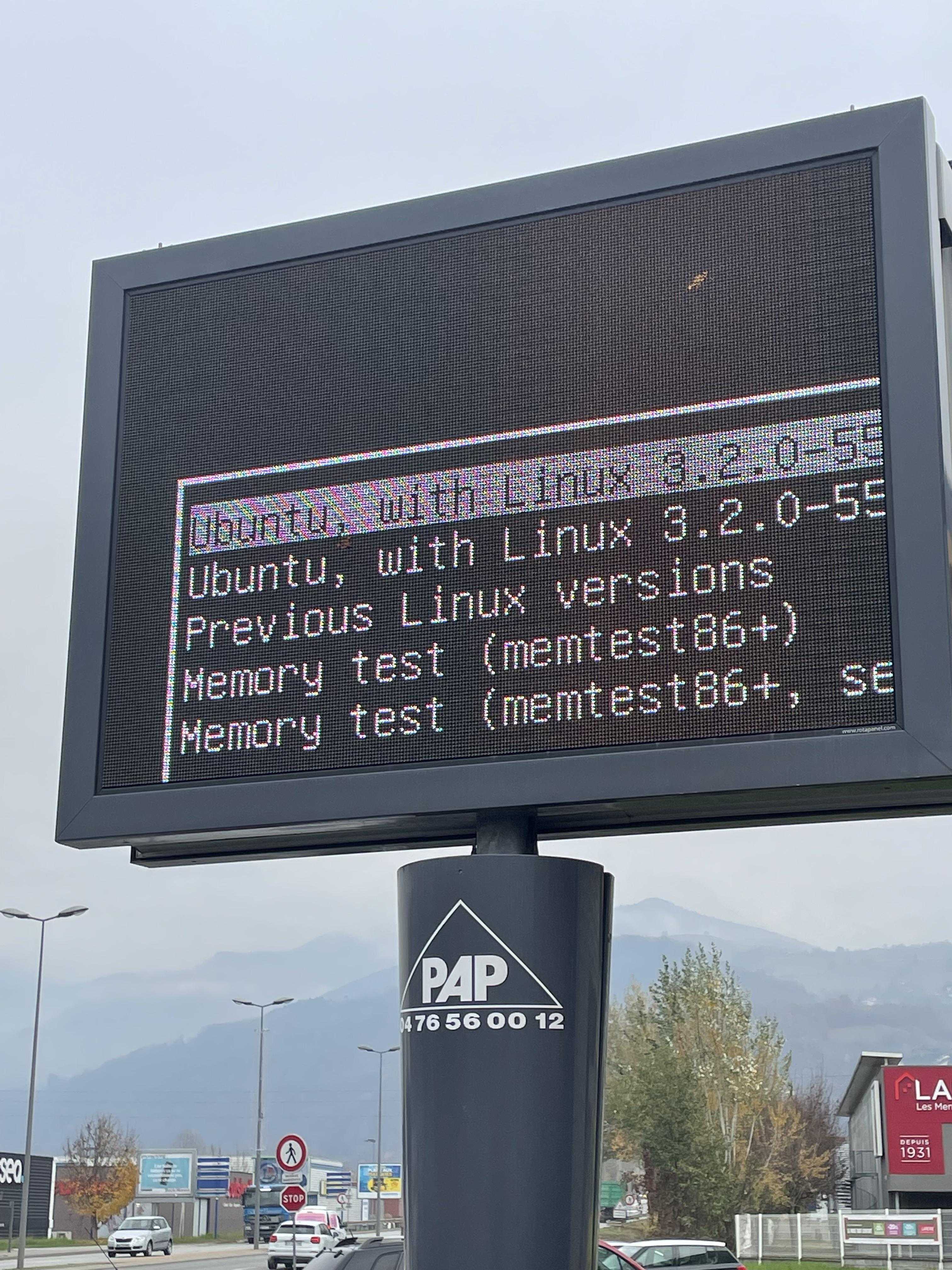 there is a sign that reads the time to install a linux server