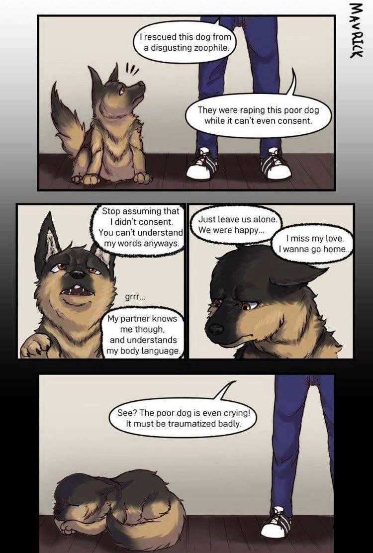 a comic strip with a dog and a cat sitting on the floor