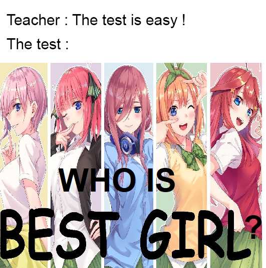 there are four girls with different colored hair and a text that says who is best girl?