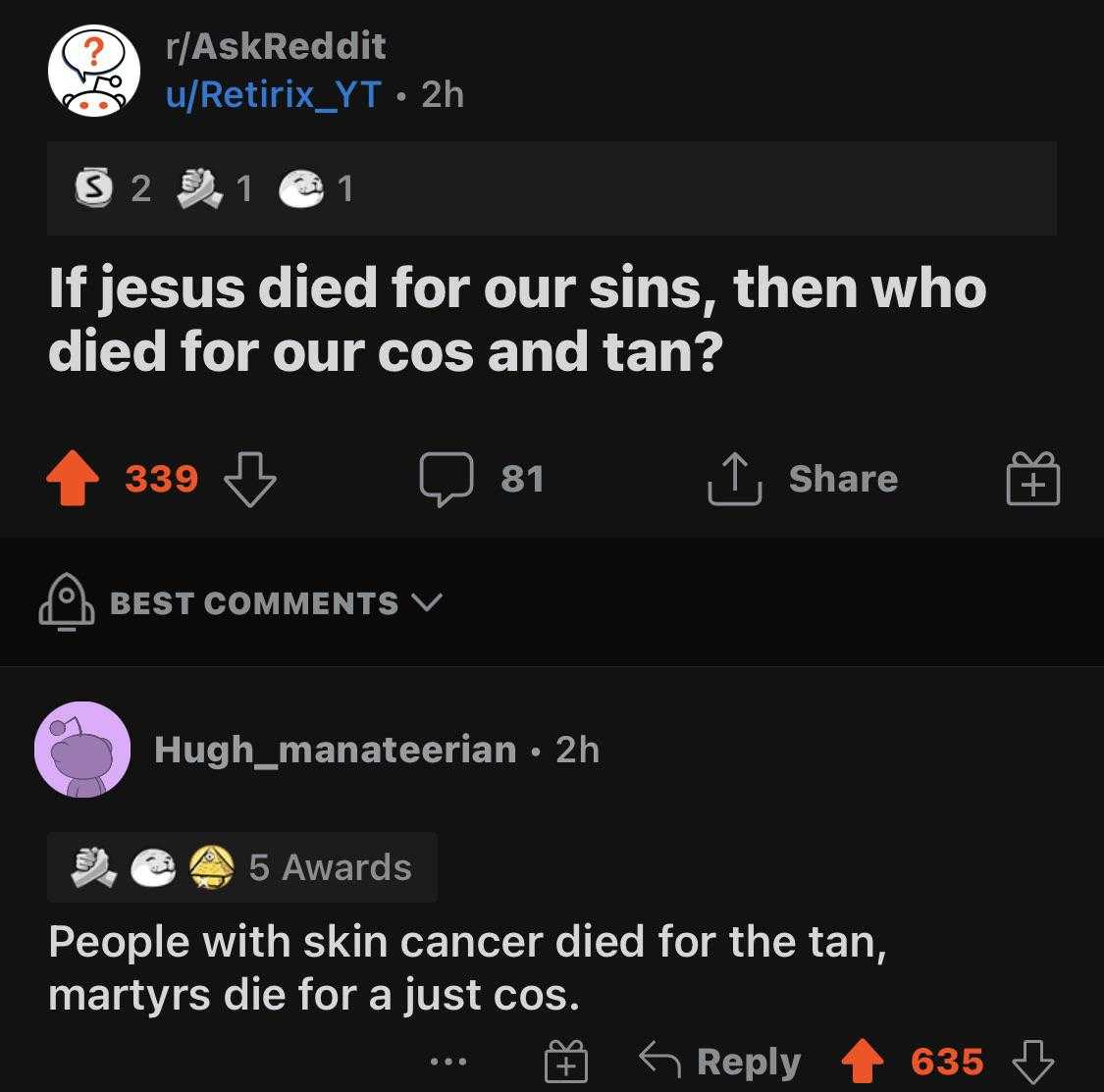 a screenshot of a tweet with a message about the death of jesus