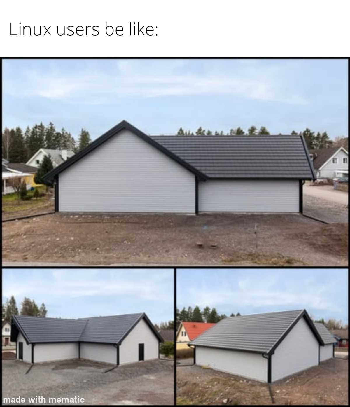 a bunch of pictures of a house with a roof and a garage