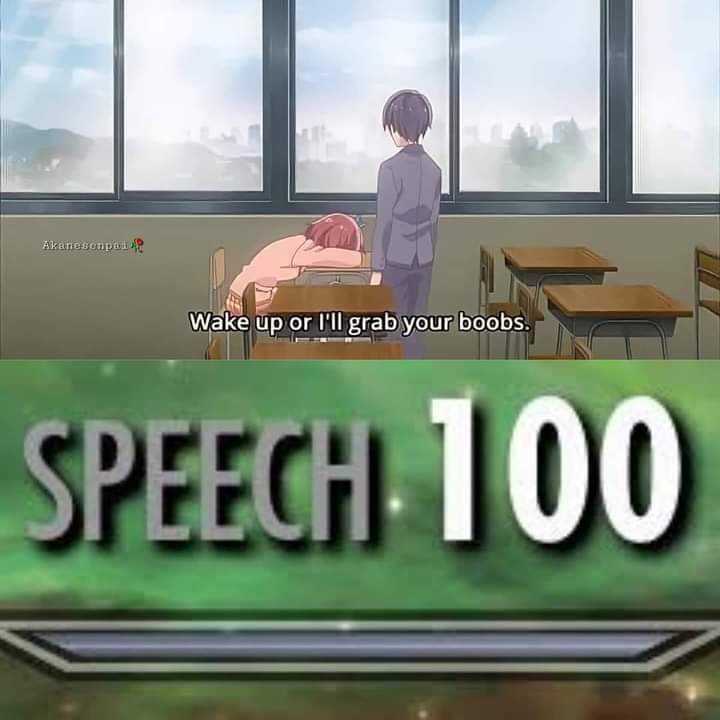 anime scene of a man in a classroom with a speech