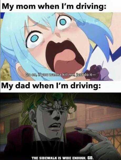 anime memes that are very funny about driving