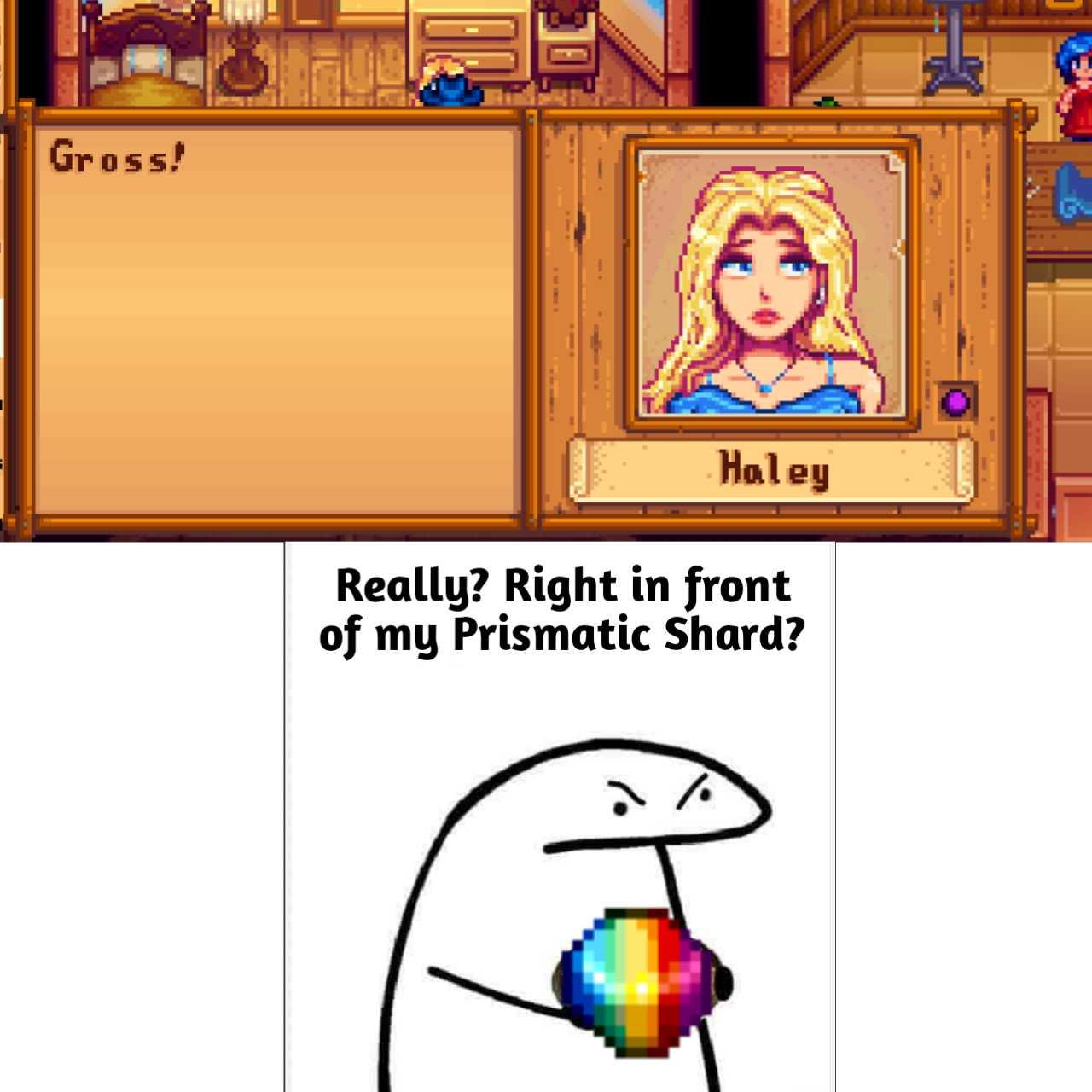 a cartoon picture of a woman with a rainbow in her hand and a picture of a man with a rainbow