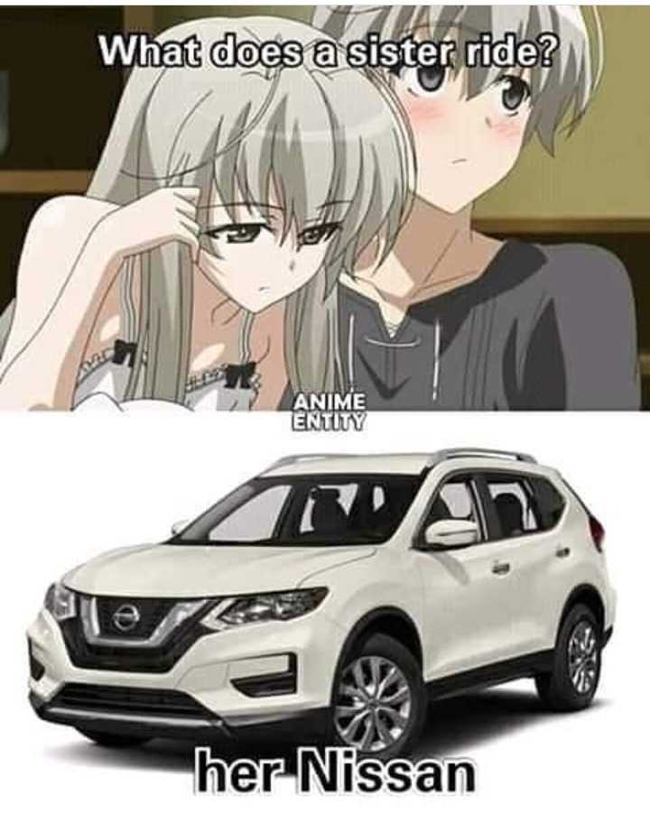 a picture of a white nissan suv with a girl in the background